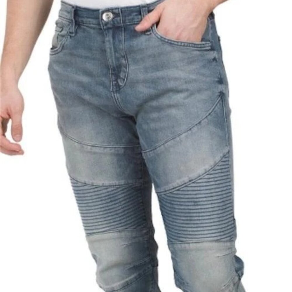 TRUE RELIGION Rocco Relaxed Skinny Jeans Moto Men’s 36x32 Medium Wash NWT